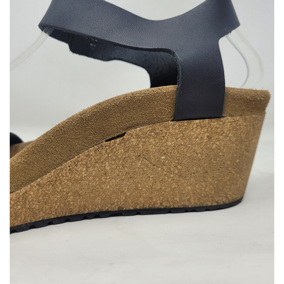 Birkenstock Papillio Sandals Womens EU40 US9.5 Soley Black Leather Wedge Buckles - Picture 12 of 13
